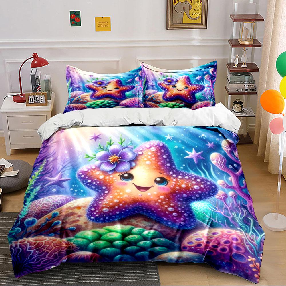 Cartoon Starfish Bedding Set Bedding Duvet Cover Set Duvet Cover Pillowcases (1 * Duvet Cover 2 * Pillowcases, without duvet insert)