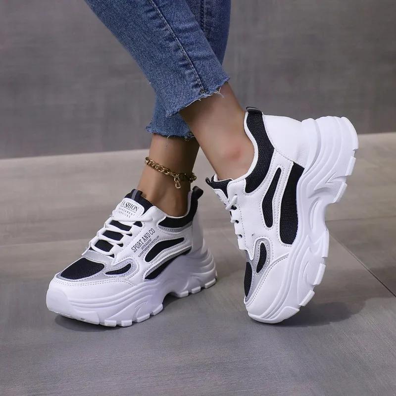 New Plus Size Casual Sporty Women's Shoes Trendy Thick Sole Soft Bottom New Spring Autumn Internal Heel Increase