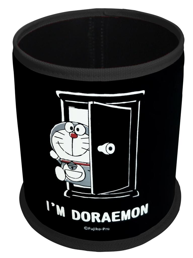 Doraemon Car Trash Stylish Cute DORAEMON Can/Accessory Organizer, Fabric, Black, Simple, Round, Slim, Non-Toppling,