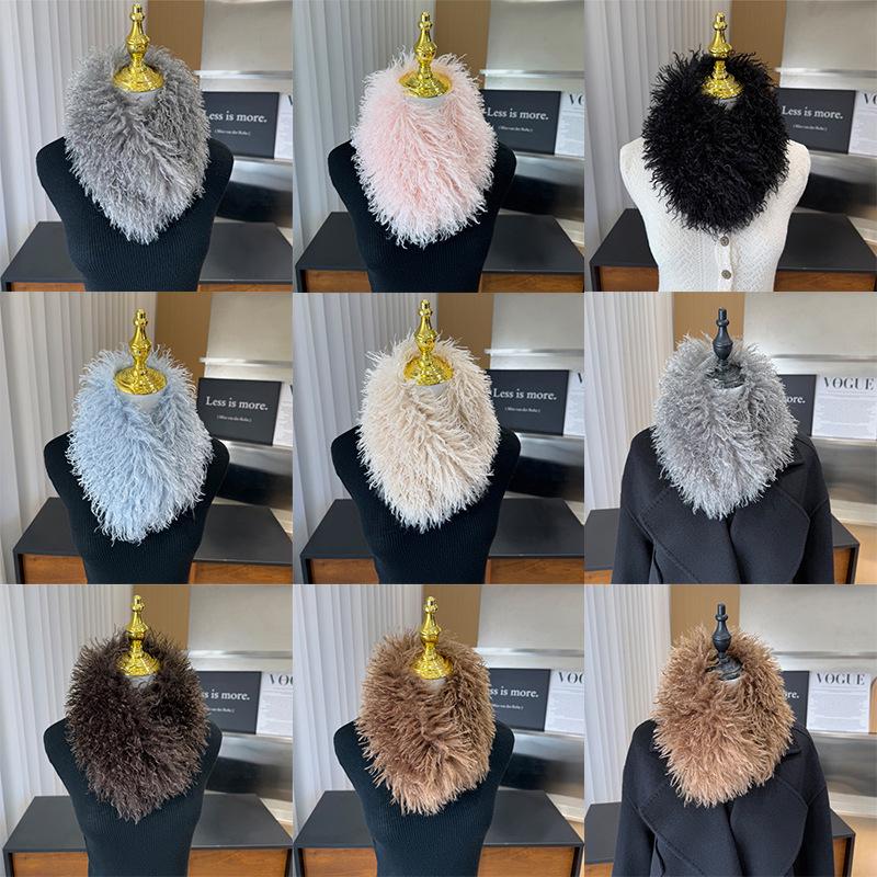 Faux Beach Wool Scarf: Versatile Solid Color Neck Gaiter with Magnetic Clasp, Double-Sided Plush for Warmth and Cold Protection in Autumn and Winter