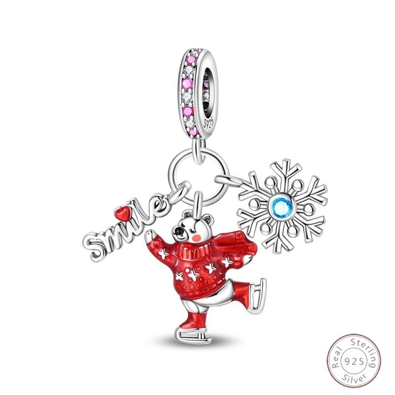 Ice&Snow Charms Copper Xmas Snowman Penguin Elk Rabbit Polar Bears Fit Original Bracelet Pendant Women Jewelry Acc