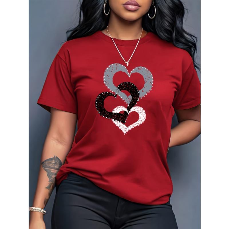 Women s Letter Print Casual Sports Round Neck Short Sleeve T-Shirt S