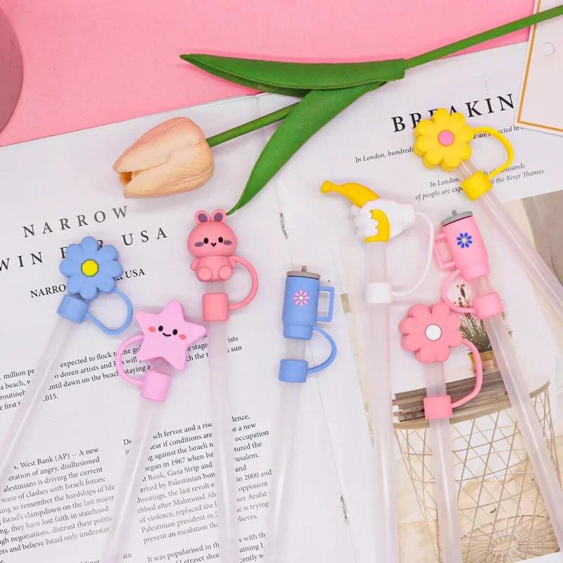 1PC Silicone Straw Plug for Water Glass Bottle Flower Shape Drinking Dust Cap Straw Tips Cover Cup Accessories for 6-8mm Straws