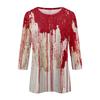Women's Fashion Casual Round Neck 3/4 Sleeve Loose  Printed T-Shirt Ladies Top