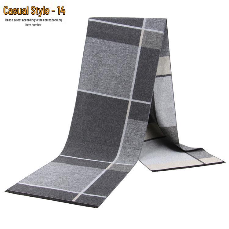 Men's Autumn & Winter Plaid Imitation Cashmere Scarf - Warm & Thick Custom Design