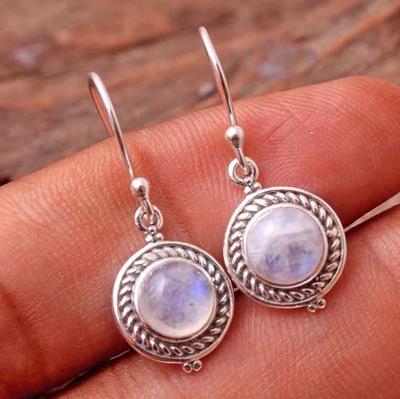 Silber Charm Schmuck Mondstein Ohrring 925 Silberschmuck Geschenke für Sie