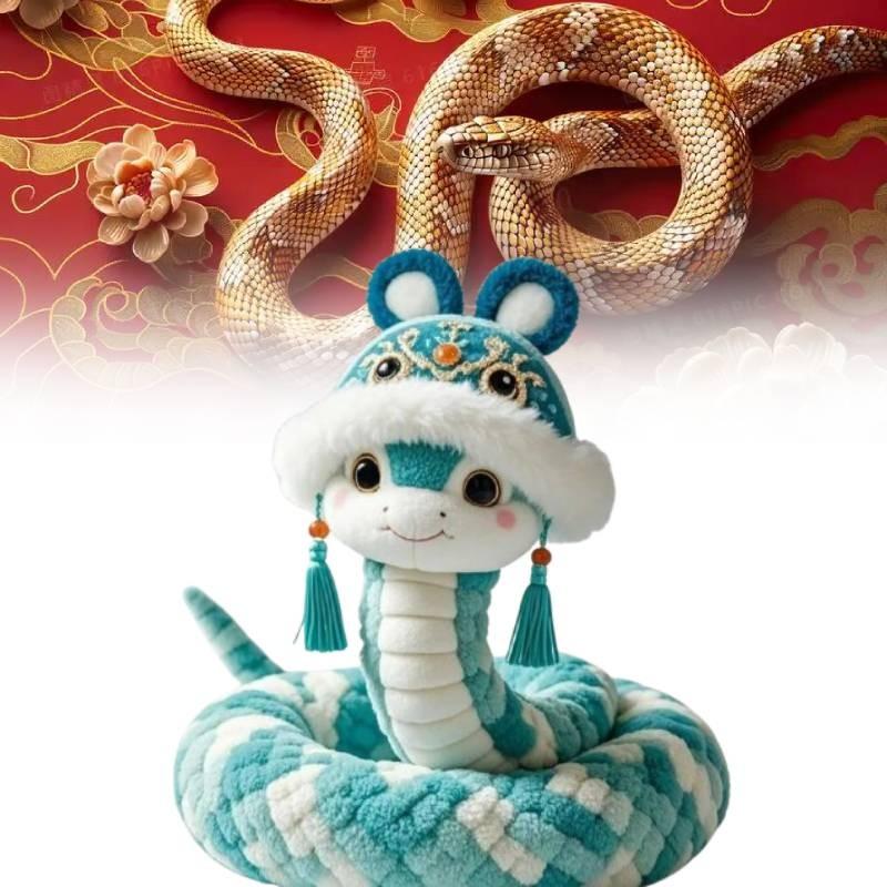 Of Year The Snake Mascot Blue Plush Toy Cartoon Stuffed Doll Decoration Gift