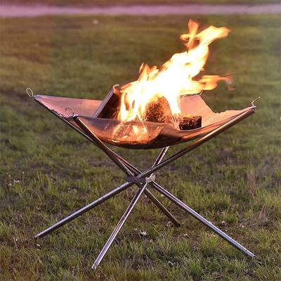 Portable Fire Pit Foldable Stainless Steel Mesh Fireplace with Carry Bag Outdoors Heat-Resistant