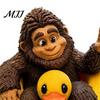 Whimsical Room Decoration Sasquatch And Duck Figurine, on Swimming Ring Statue, Creative Car Dashboard Accessory Funny Animal Statue for Home Tabletop