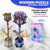 Wacocetoy Cross-Border Blue Rose Puzzle Diy Coloring 3D Wooden Toy Two-In-One Set Three-Dimensional Puzzle
