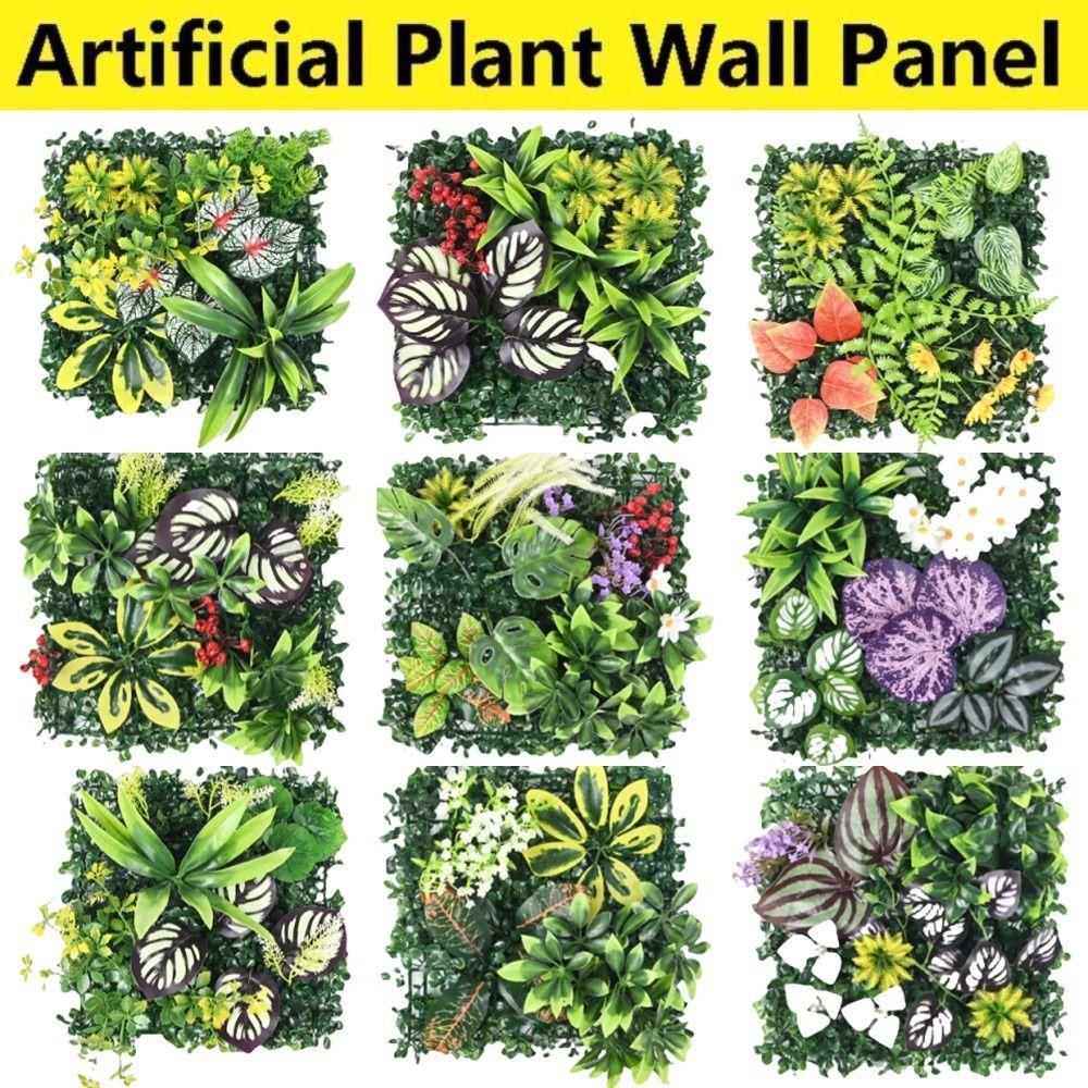 DIY Künstliche Pflanze Wandpaneel UV-Schutz Blume Künstlicher Eukalyptus Teppich Kein Gießen 25*25cm Falsche Grüne Grasmatte