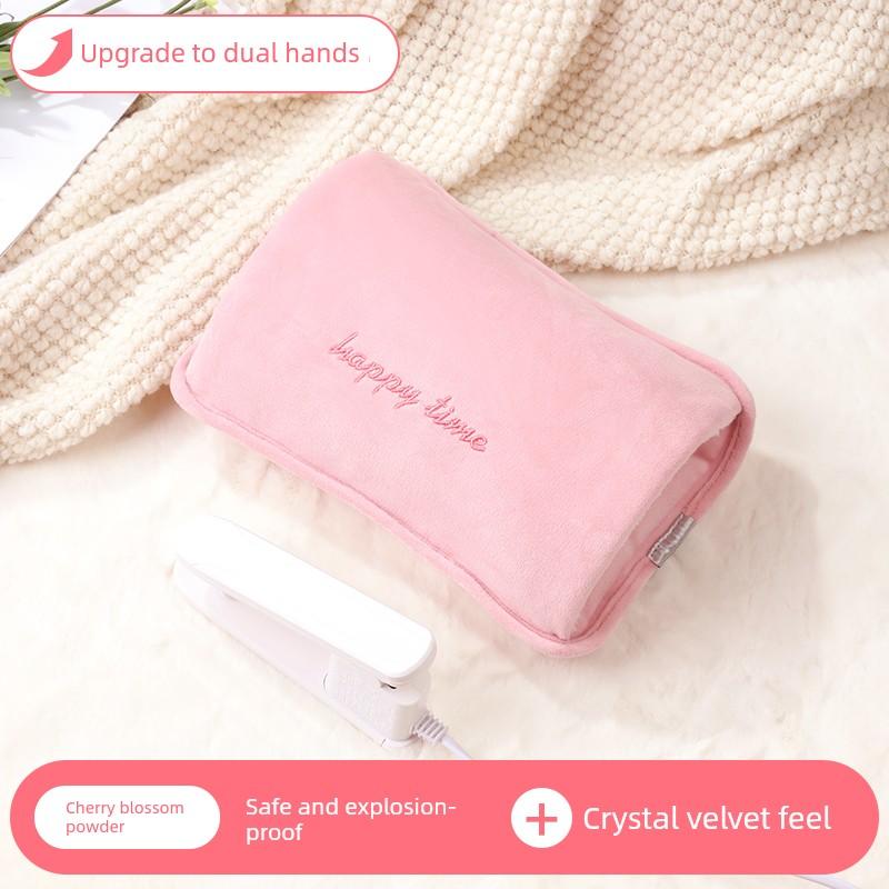 Hot Water Bottle Can Be Used as a Hand Warmer, Rechargeable Hot Water Bag, Electric Heating Pad, Solid Color Short Plush Hand Warmer