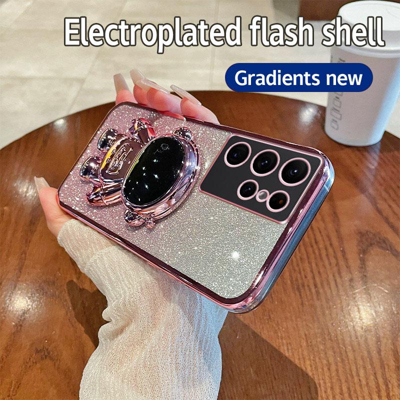 

For Samsung Galaxy S24 Ultra Case Electroplating PC+TPU Smart Phone Cover Black