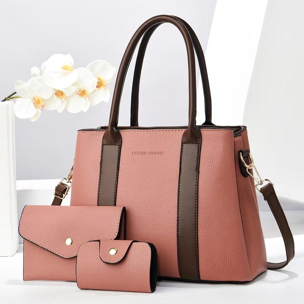 Color Trendy Block Mom And Child Bag Spacious Medium Size Pu Shoulder And Crossbody Bag For Women