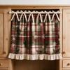 Xmas Tree Snowflake Printed Christmas Oven Short Curtain Decorative Cabinet Curtain  Kitchen Window