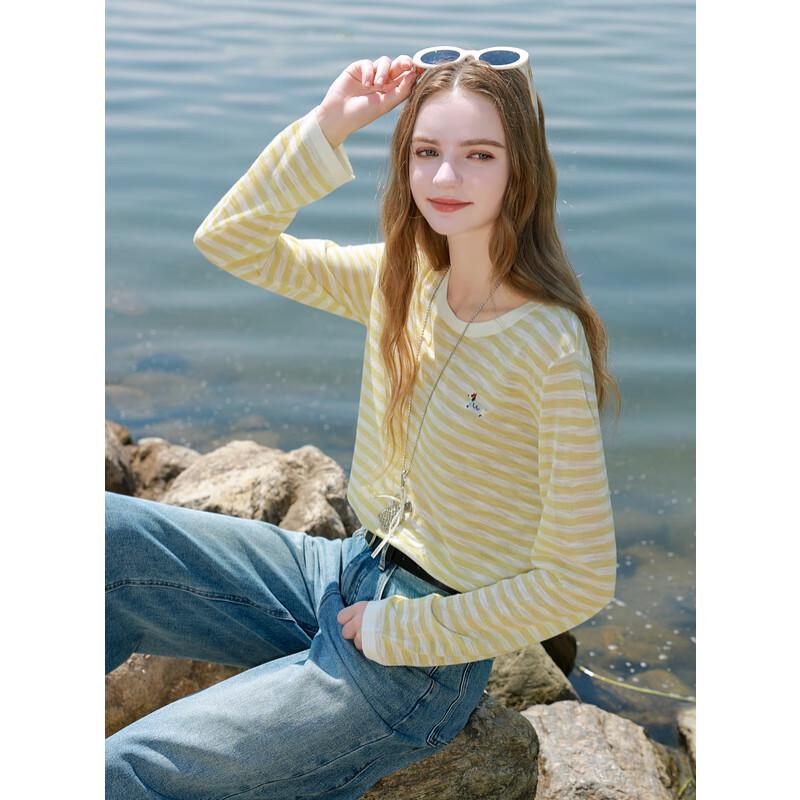 

SanCai 2025 Autumn Relaxed Embroidered Striped Knit Pullover L