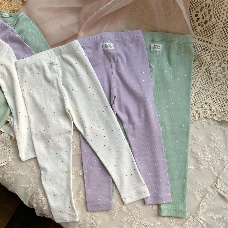 High-Elastic Polka Dot Kids' Long Johns Set - Comfortable 2-Piece Homewear