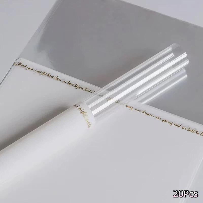 20Pcs Flower Wrappers Colorful Transparent Bag Single Bouquet Wrapper For Bouquet Flower Wrapper Waterproof Diy Gift