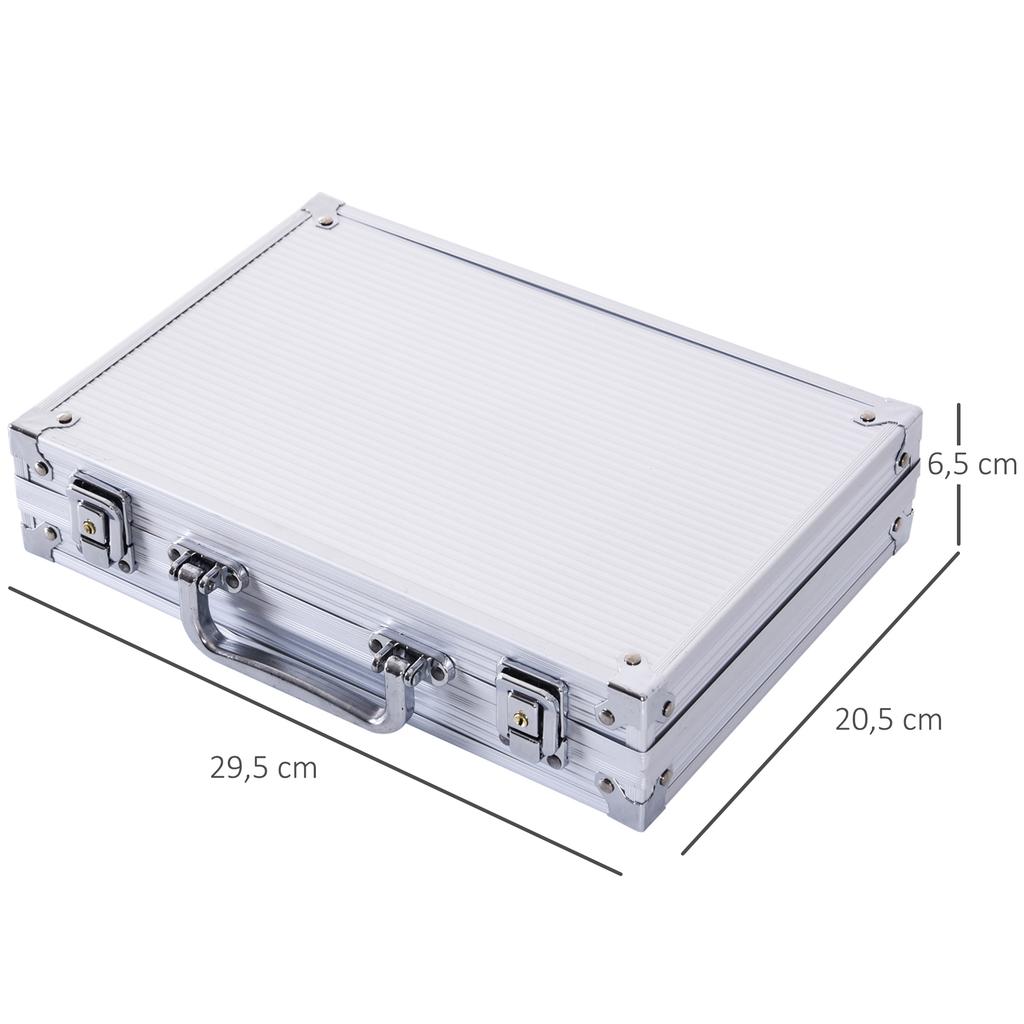 Poker Case Poker Set 200 Poker Chips 2x Card Deck 5x Dice 1x Aluminum Case Poker Set Chips Case Aluminum + Polystyrene 29.5x20.5x6.5 cm