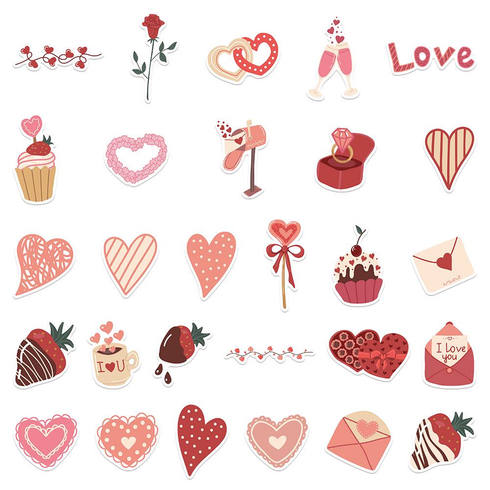 58 Pink Valentine's Day Romantic Stickers for Journal, Phone Case, and Water Bottle Decoration - Waterproof DIY Decals