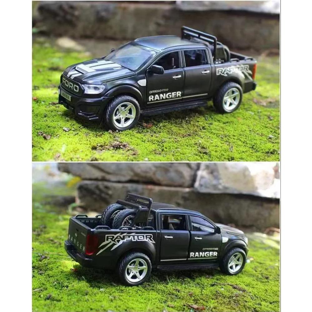 1/32 Ford Raptor F350 Off Road Pickup Truck Alloy Diecast Model Car Sound and Light Pull Back Children's Toy Car Birthday Gifts