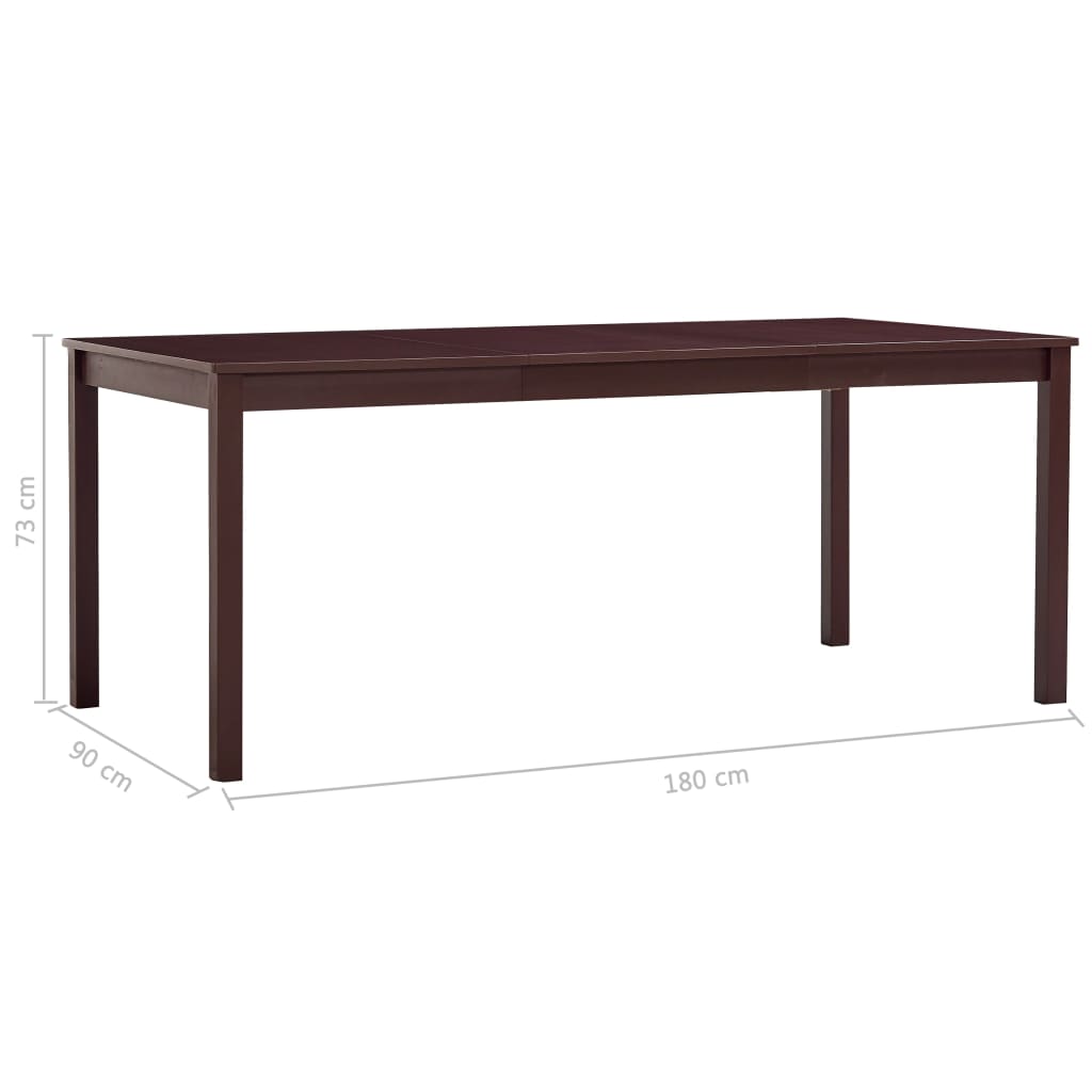 Dining Table Dark Brown 180 x 90 x 73 cm Pine Wood