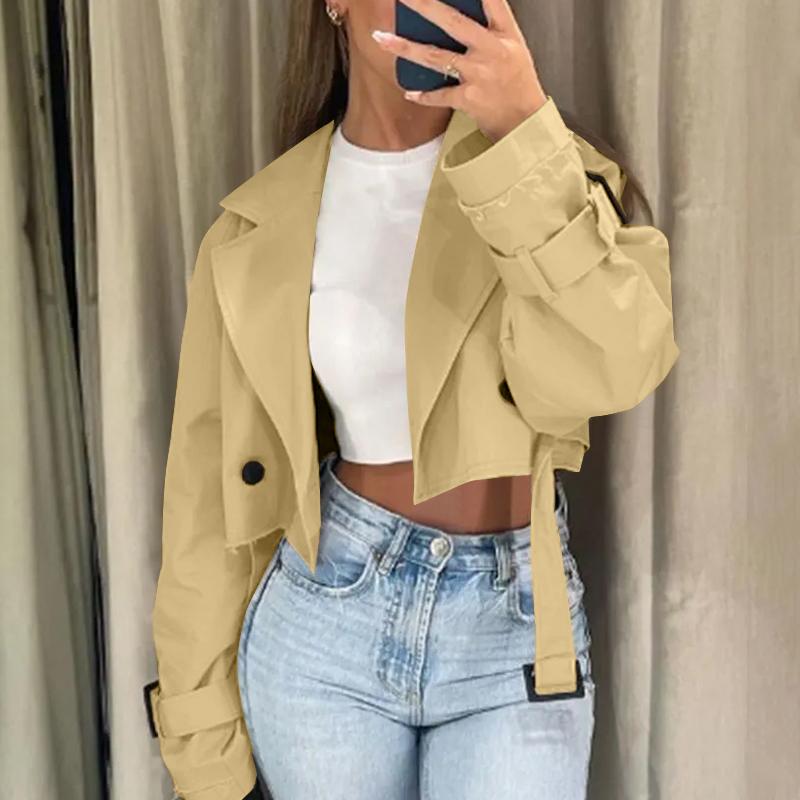 

ZANZEA Женские винтажные ленточные куртки с длинным рукавом, однотонные, короткие 4XL хаки