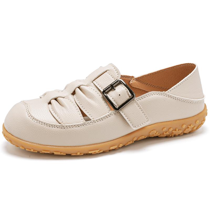 Damensandalen Sommer-Essentials Mary Jane Strand-Flats Bequeme weiche Gehsandalen Römische Sandalen für Mädchen Übergröße