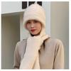 New women's autumn and winter hat, thickened squirrel fleece three-in-one hat, outdoor cold-proof and windproof hat and scarf combo