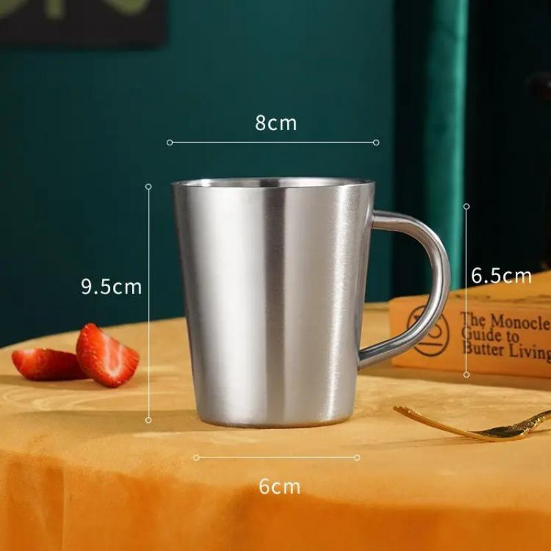 300ml Water Cup Home Dining Drinkware Mugs Stainless Steel Beer Cup Coffee Mugs with Handle