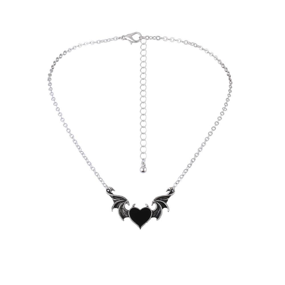Trendsetting Geometric Heart And Wing Necklace Unique Alloy Jewelry For Women