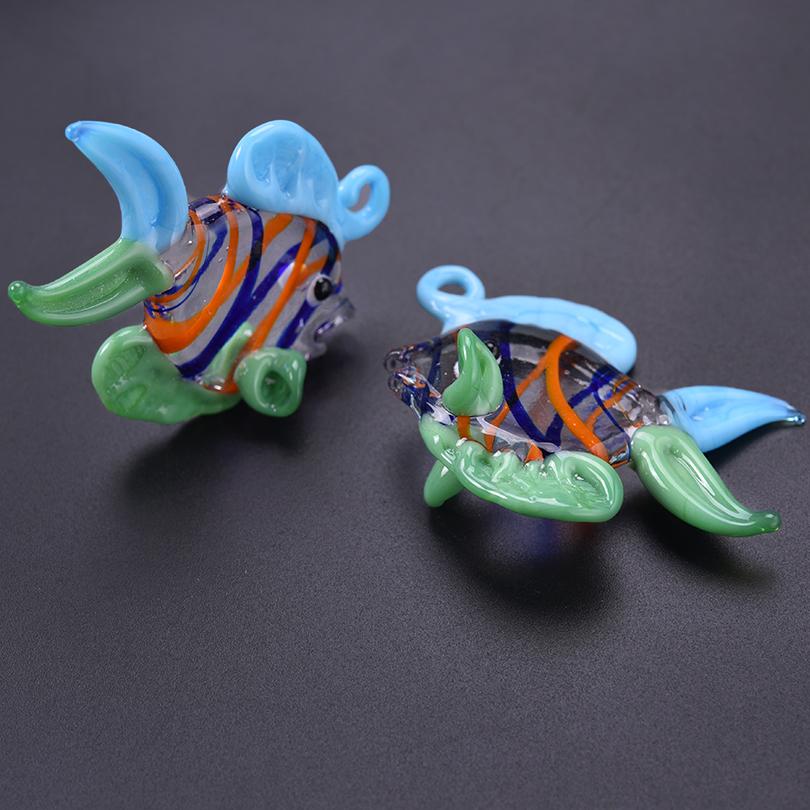 2pcs/Lot Fashion Ocean Animal Glass Tropical Fish Charms For Jewelry Making Earrings Necklace Pendant DIY Sea Clownfish Pendants