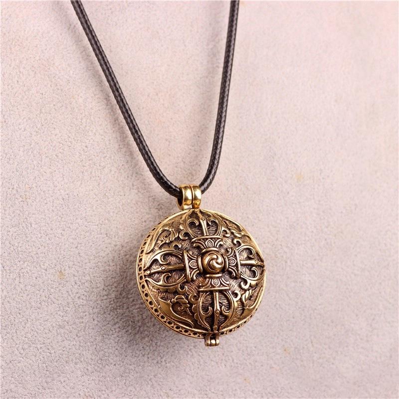 Nepalese Handmade Tibetan Brass Ga u Box Pendant Necklace