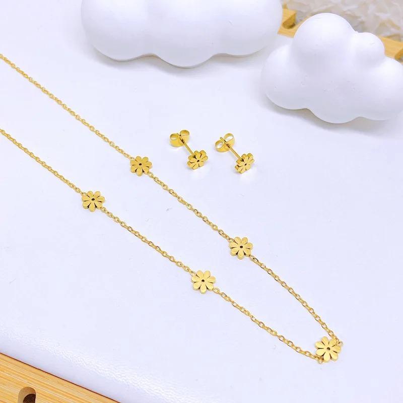 Fashion Women Men Silver Color Gold Stainless Steel Heart Bracelet Necklace Earrings Jewelry Gift