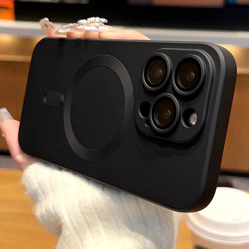 For Magsafe Wireless Charging Case For iPhone 16 14 13 12 11 15 Pro Max XS X XR 8 7 Plus SE2 Soft Magnetic Matte Bumper Cover