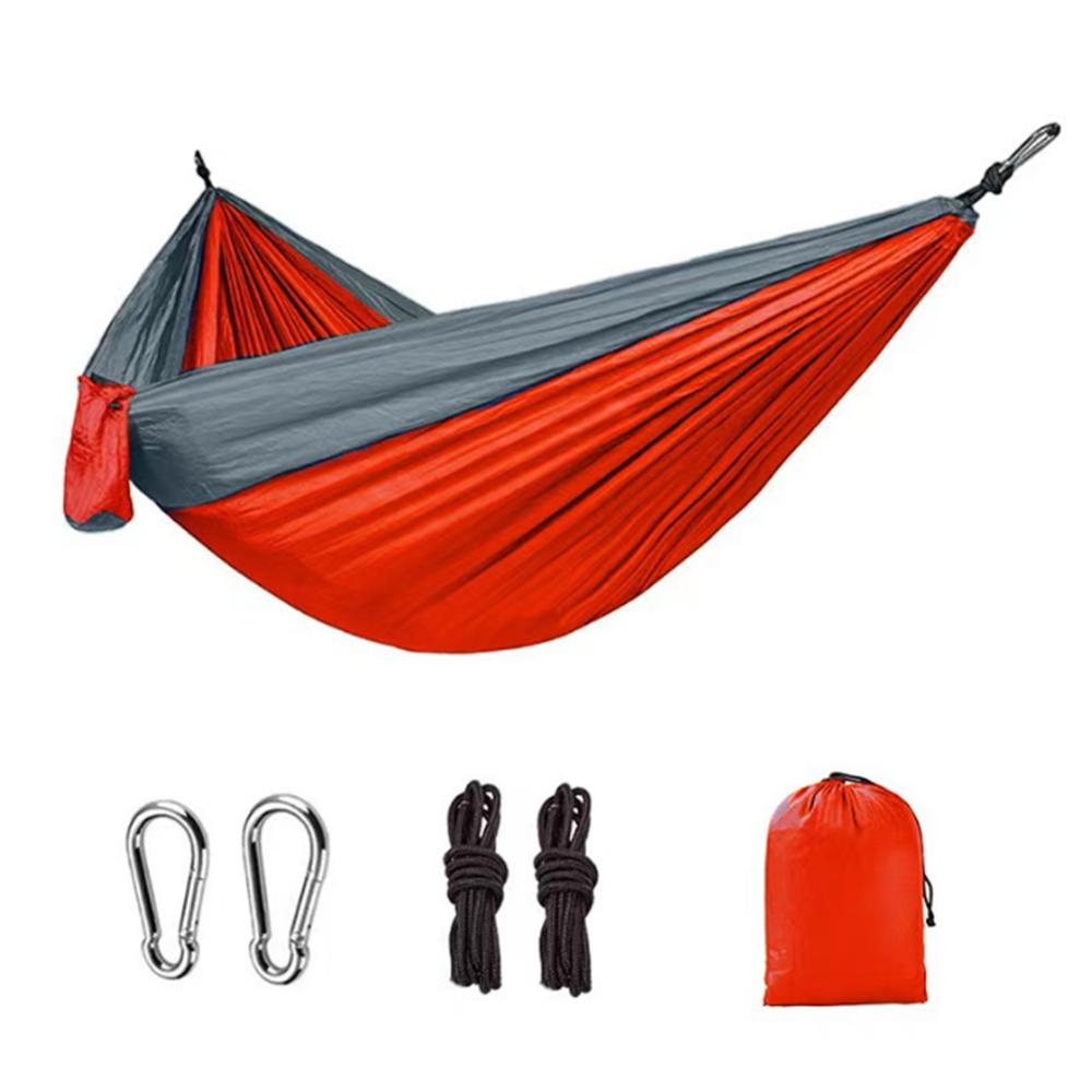 

Одноместный портативный гамак для кемпинга на открытом воздухе с нейлоновым гамаком, гамак из высокопрочной парашютной ткани серый/оранжевый