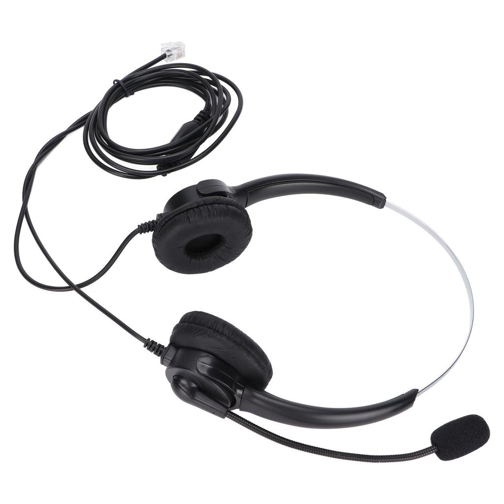 RJ9 Telephone Headset Corded Binaural Phone Headphone with Noise Cancelling Mic for Call Center Customer Service