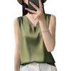 Hedvábné tričko pro ženy Letní Úzký výstřih do V Síťovina Splicing Temperament V horní části vesty Halter