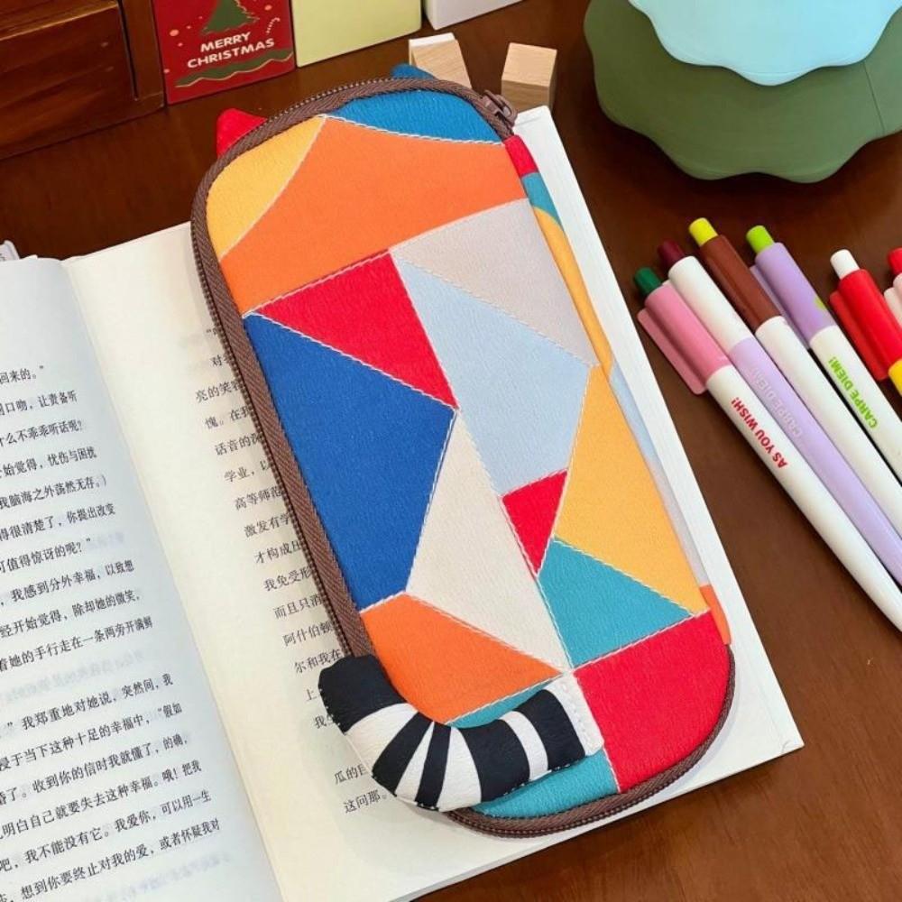 Patchwork Cartoon Pen Bag Japanese Style Stationery Storage Bag Fashion Cat Pencil Case  Office