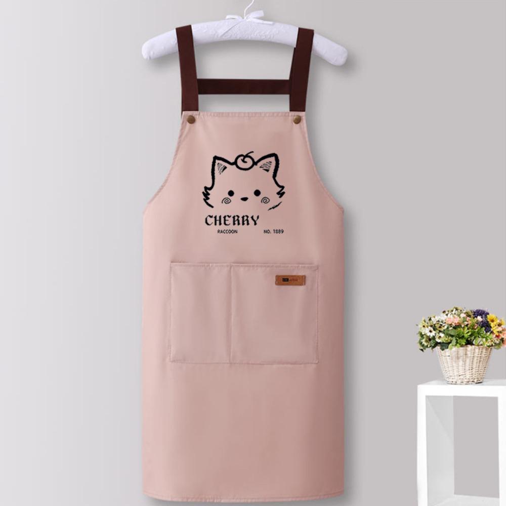 Cartoon Cats Printing Kitchen Apron Oil Proof Easy To Clean Workwear Apron Waterproof Restaurant Uniform
