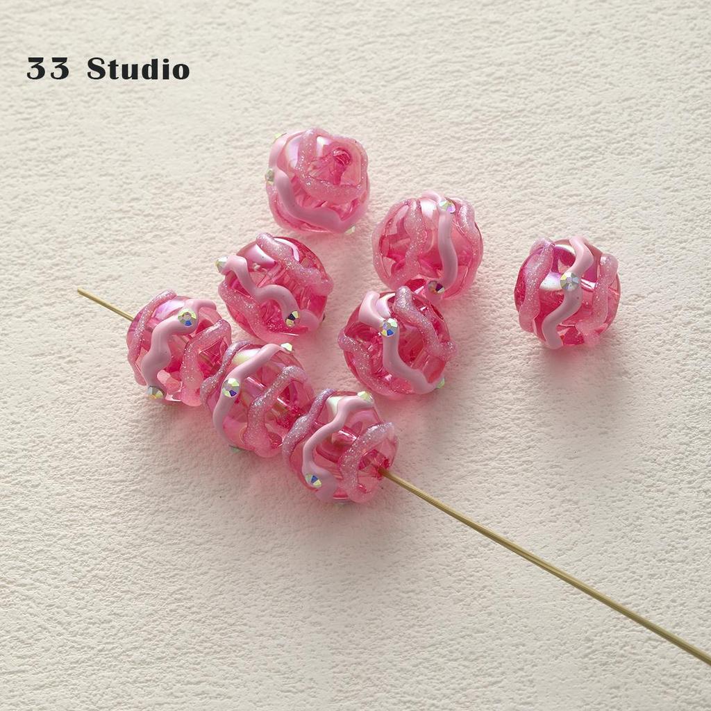 Pure Hand-painted Beads Stickers Diamonds Set Pearl Diy Jewelry Accessories Material Package Beads Car Pendant Cell Phone Chain Beads