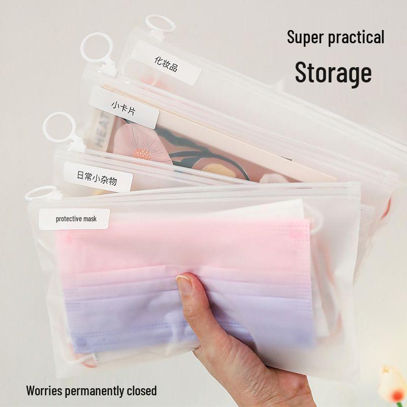 Frosted Waterproof Travel Drawstring Bag with Clear Zipper for Multifunctional Storage