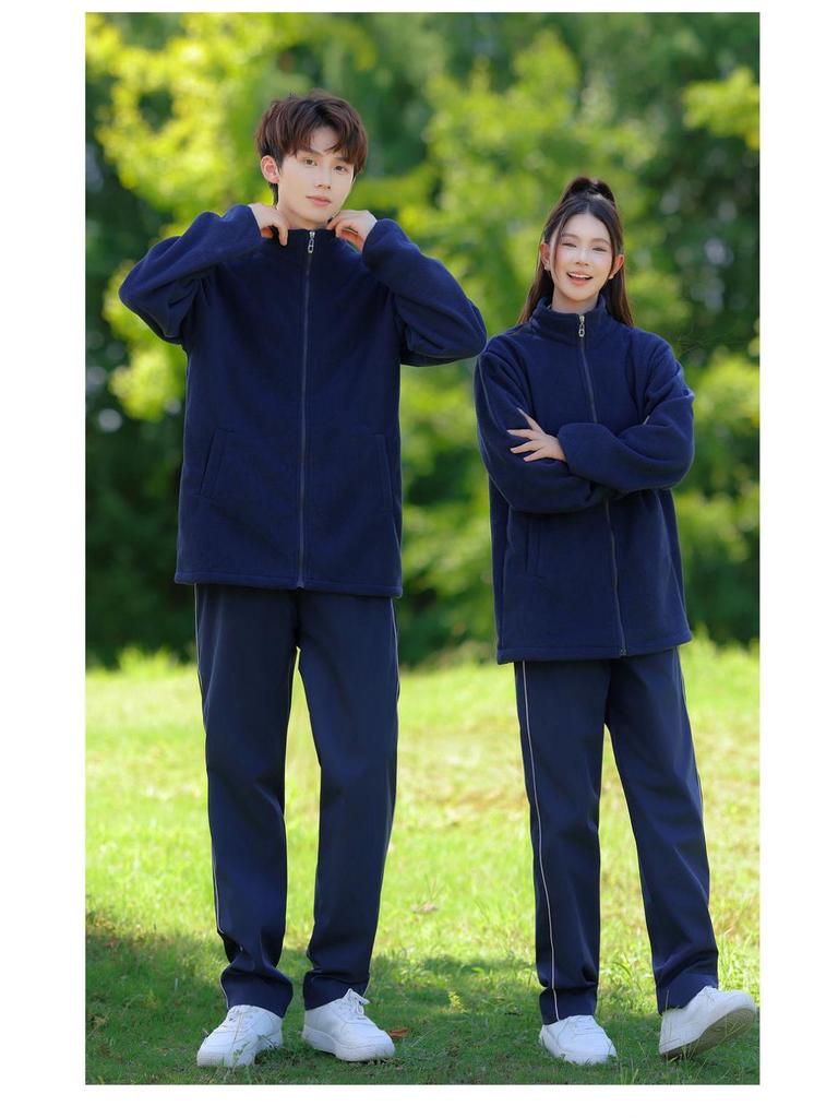 Autumn Windbreaker Jacket Set for Students: Thickened Four-Piece & Sports Three-Piece Uniforms for Middle & Elementary Schools