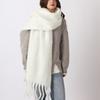 Tassel Plaid Wool Scarf Plush Long Shawl Retro Winter Cashmere Scarves  Autumn Winter