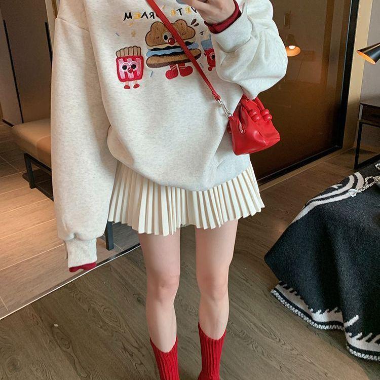Women's College-Style Color-Block Cartoon Polo Sweatshirt for Spring and Autumn 2025 - Stylish, Youthful, Petite Fit