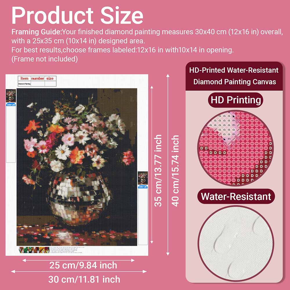 Diamond Painting Beautiful Flowers In Vase DIY 5D Home Room Decoration Kit