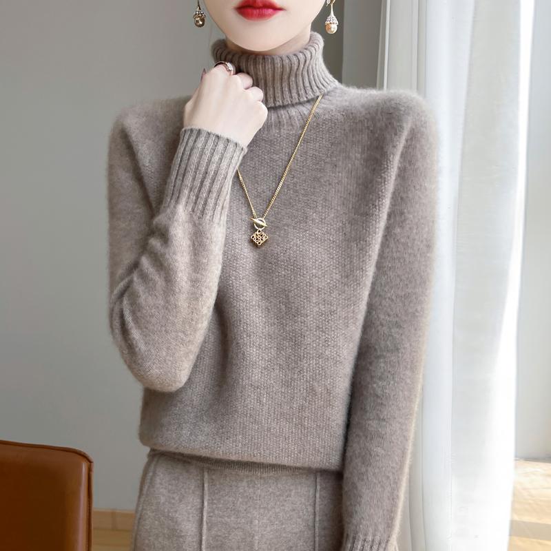 Women's Cashmere Sweater Qinghe Cashmere 30% Cashmere 70% Wool Autumn and Winter Cashmere Thick Pullover Soft and Warm