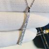 Huitan Fashion Contracted Stick Shaped Pendant Necklace for Women Luxury Silver Color Crystal Cubic Zircon Trendy Female