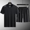 Men's Quick-Dry Ice Silk Sports Set - Lightweight, Breathable Summer Short-Sleeve Top and Casual Shorts