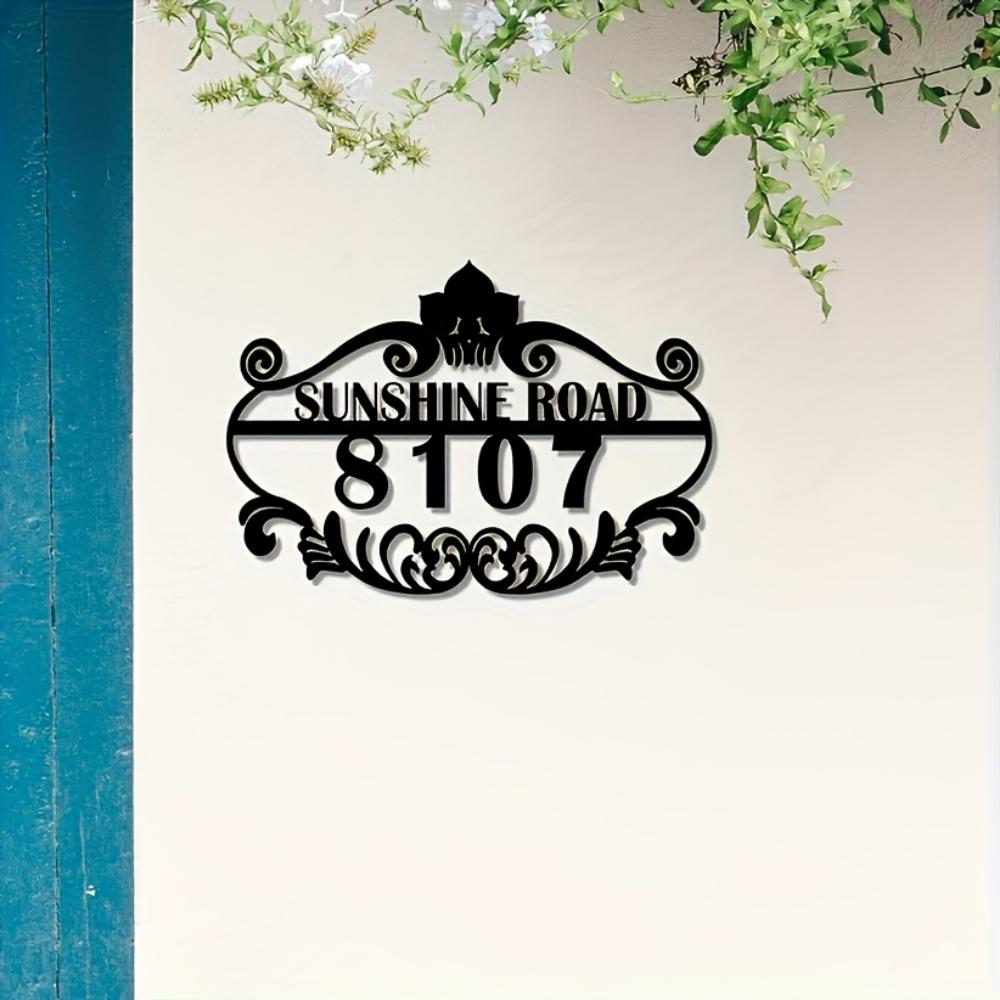 Unique Handmade Retro Custom Metal Address Plaque Tailored Outdoor House Number Sign Easy Install Elegant Home Wall Decor